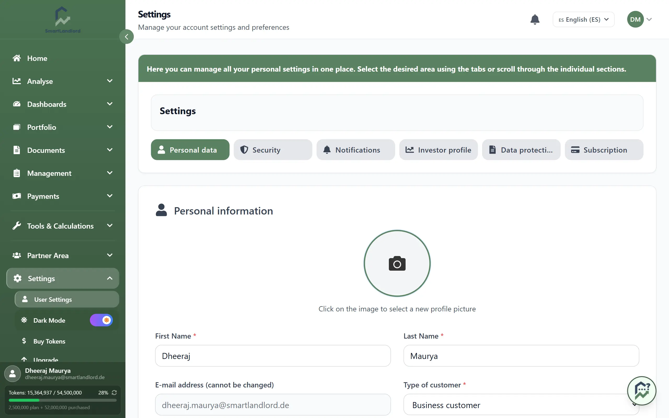 Visión general de la configuración de usuario